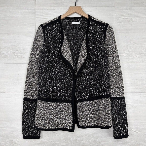 Vince Jackets & Blazers - Vince Textured Drape Front Jacket Women‎ Small Black Gray Long Sleeves Career
